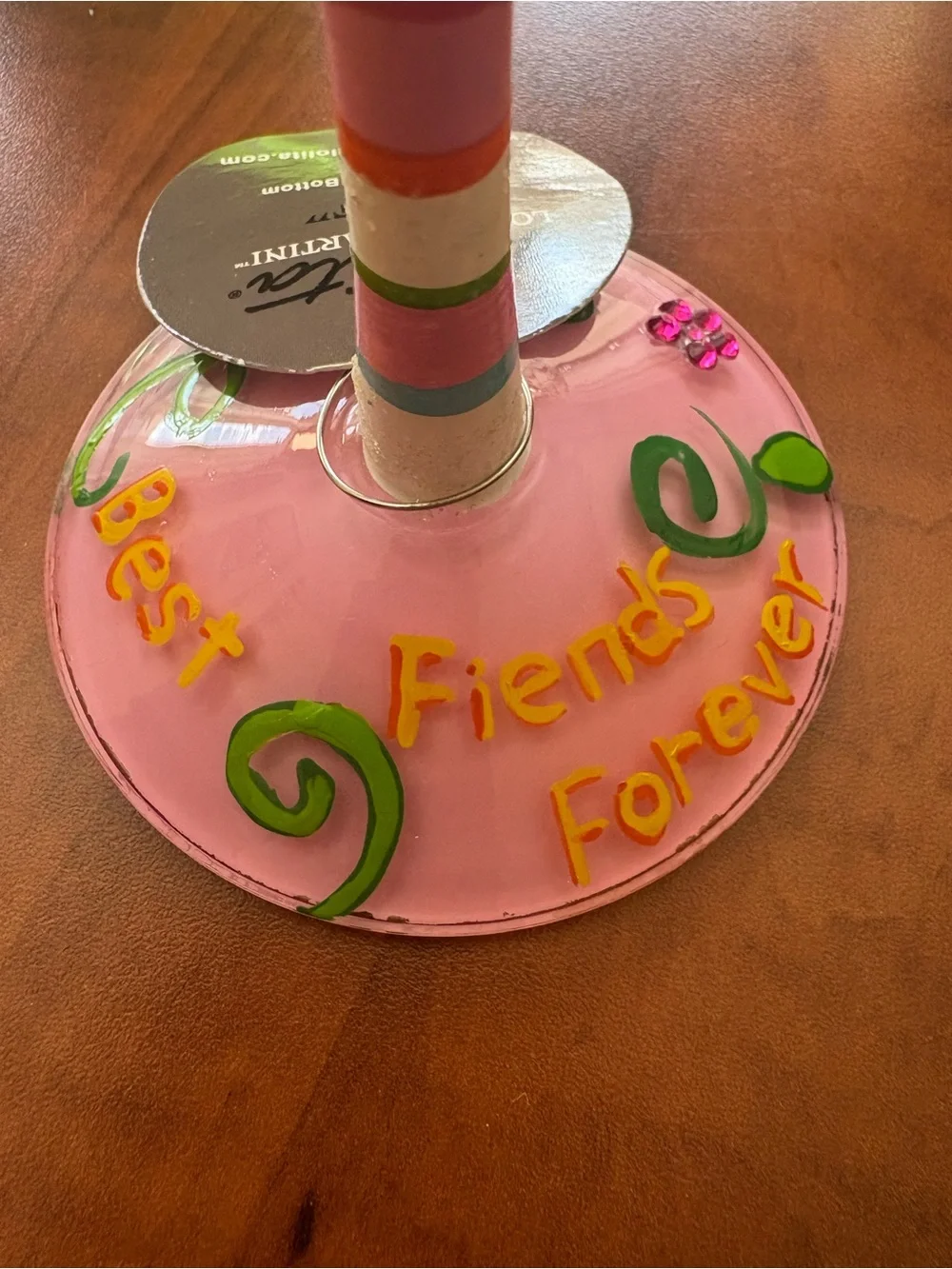 Lolita Best Friends Forever Green and PinkTheme Swirl Martini Glass
